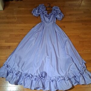 Vintage 80's ILGWU Prom Dress Puffy Sleeves MADE IN USA